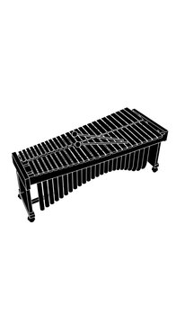 Black and white silhouette of a marimba with mallets