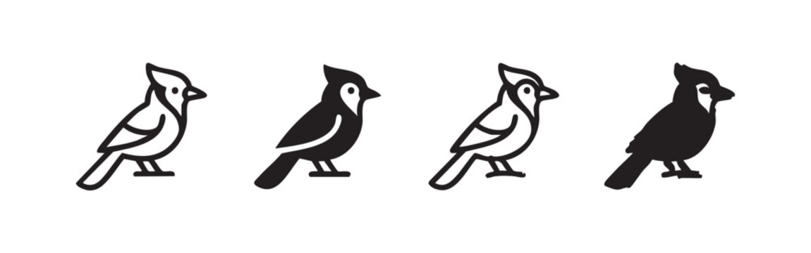 Four icons of blue jays.