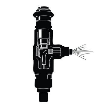 Fuel injector nozzle silhouette for an automotive engine set bundle art.