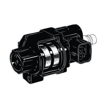 Ignition coil engine component silhouette for technical automotive bundle.