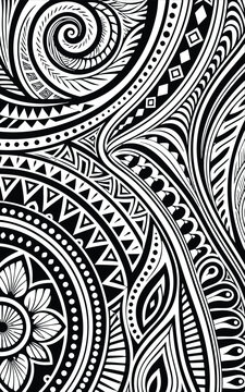 Polynesian Tribal Pattern Vector for Sublimation Jersey Design, Ethnic Tribal Pattern Background with Spirals and Sea Waves for Sports Wear.