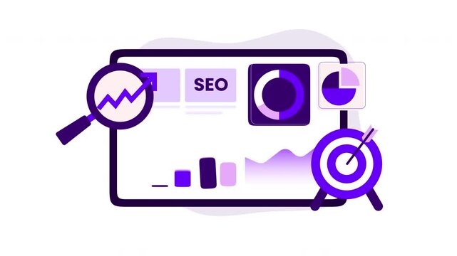 Search Engine Optimization marketing strategy, graphs, and analytics. Perfect for webinars, presentations, blogs, and social media posts.