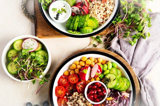 Vegan healthy poke bowls. Healthy eating.