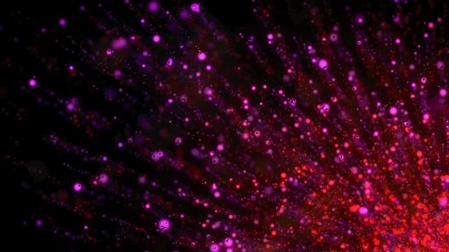 Dynamic pink and magenta energy particles floating in space with light rays and glowing embers for concert visuals or high-tech overlays.