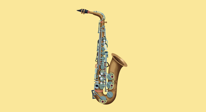 Colorful Mosaic Saxophone Vector Illustration