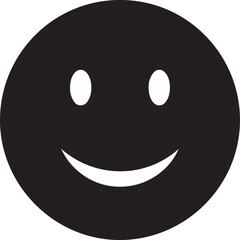 Fototapeta premium Happy black smiley face icon, cheerful emotion symbol, positive mood graphic, simple vector illustration for user interfaces and communication.