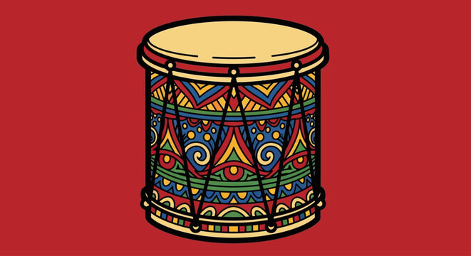 colorful patterned drum vector illustration