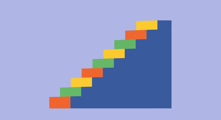 Obraz premium colorful staircase steps ascending on blue riser vector illustration