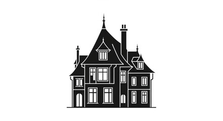 Elegant Victorian Mansion with Ornate Architecture and Tower. © Ayung