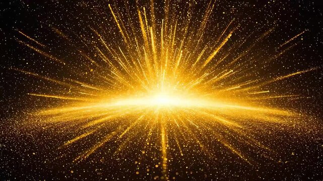 A video showing a shock wave with golden light intensely radiating outwards from the center.