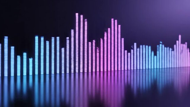 Colorful sound wave bars on reflective surface highlighting geometric patterns and contemporary art