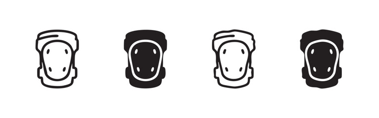 Four knee pad icons in outline and solid black variations © liubomir118809