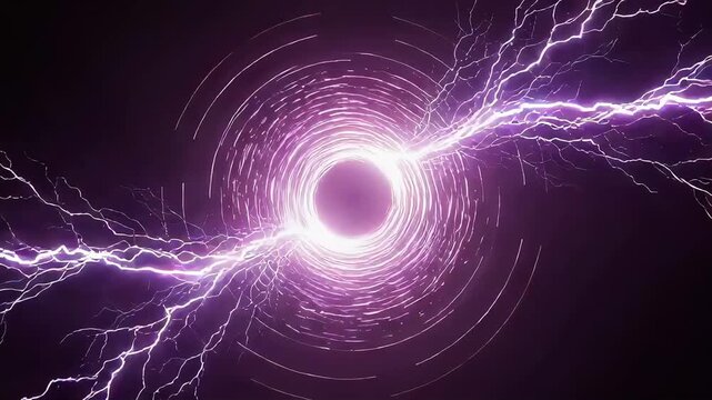 Intense electric shock effects emanating from a purple energy sphere.