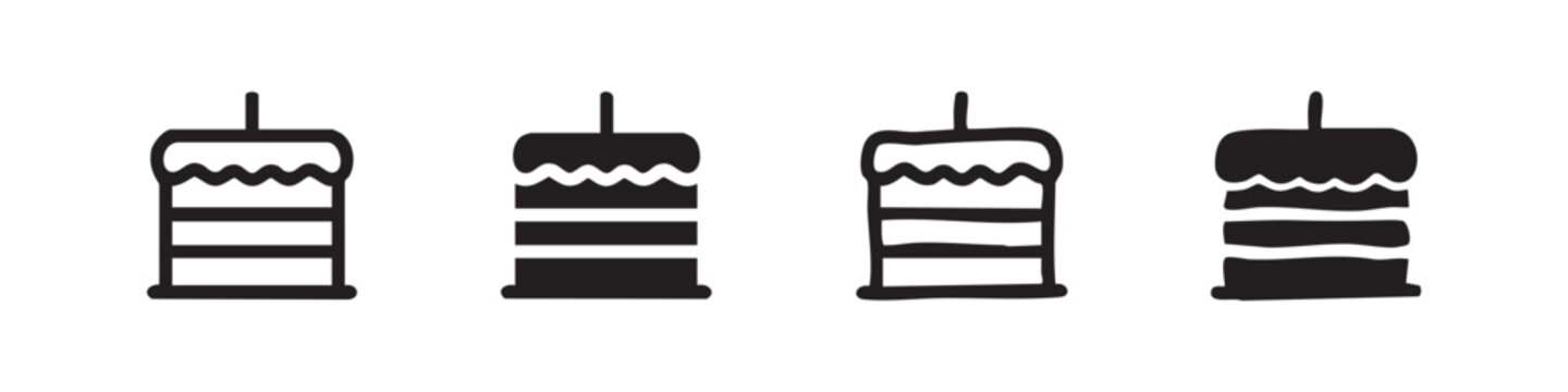 Set of cake slice or dessert icons