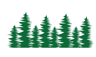 Obraz premium Pine Tree Silhouette Forest Borders. Icon of pine trees forming forest borders, ideal for nature designs, backgrounds, overlays, themed graphic projects.