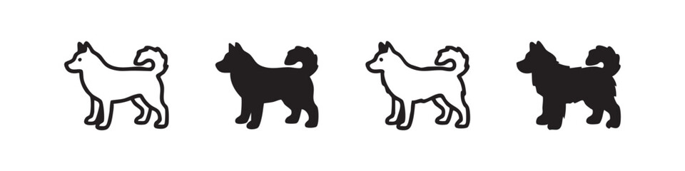Husky dog icon set, sled dog breed profile vector illustration in outline and solid styles © liubomir118809