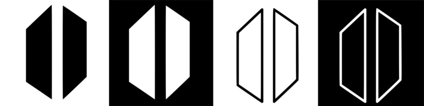 Minimalist BTS and ARMY Logo Symbol on Black Background, K-pop Fan Art