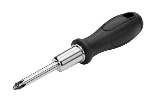 Phillips Head Screwdriver with Black Handle on white background , Isolated on Transparent Background, PNG, Generative AI 
