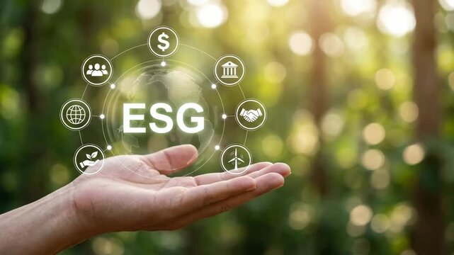 ESG sustainability environment governance social finance business compliance investment forest green. Sustainable green energy business responsibility, innovation, future environmental ethics