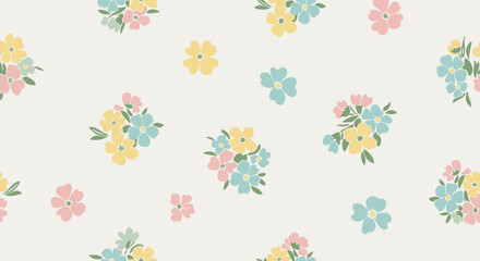 Obraz premium Colorful flowers on fabric pattern.