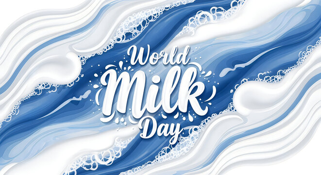 World milk day celebration a splash of blue and white fluidity