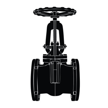 Gate valve silhouette set bundle industrial object plumbing vector bundle.