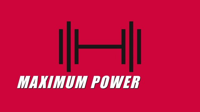 Minimalist black dumbbell icon with Maximum Power text a strong graphic design element for fitness branding gym logos or workout motivation