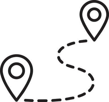 Marathon track running route map for athletic sports competition game and healthy lifestyle in thin line vector editable icon style
