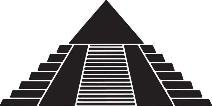 Mayan chichen itza pyramid icon silhouette mexican aztec archeology landmark temple structure