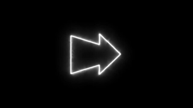 Abstract glowing neon arrow loading animation.
right side neon arrow icon animation on black background.