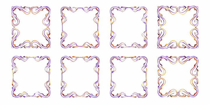 art nouveau frames set of six decorative vector borders