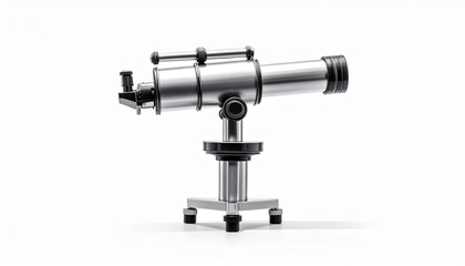 Fototapeta premium Sleek silver telescope on a sturdy metal tripod base for astronomical observation