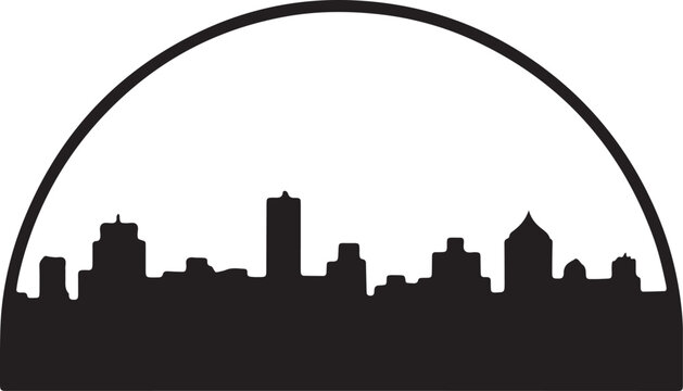 St louis skyline silhouette with iconic gateway arch over metropolitan city buildings and park