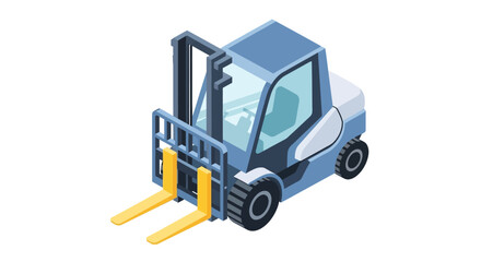 isometric blue forklift vector illustration © mainstock