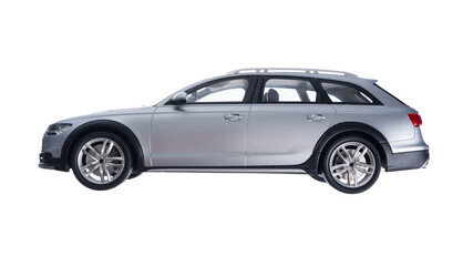 Fototapeta premium Collection model of a grey car isolated on white background.