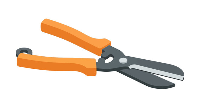 orange-handled pruning shears vector illustration