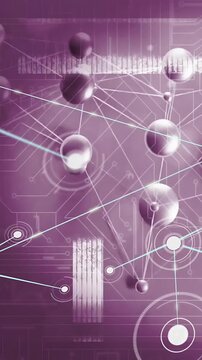 Vertical video: Incoming spheres starting hub glow, nodes drifting, linking, forming dense network