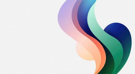 Naklejka premium Abstract flowing gradient shapes with smooth curves on white background, evoking modern design, creativity, and harmony