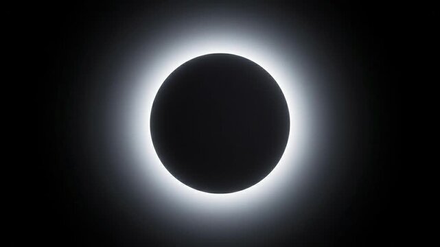 Solar eclipse with bright white corona.