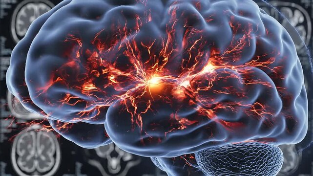 Human brain with highlighted neural activity symbolizing advanced medical research and clinical care