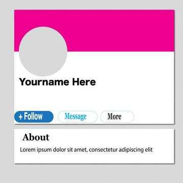 Creative social profile card template with pink header design
