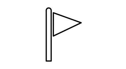Obraz premium Minimalist black line triangle flag icon on white background