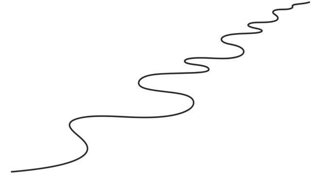 Minimalist black wavy line path on white background