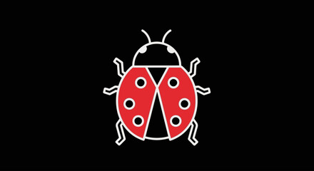 Red ladybug vector illustration on black background © design.idn