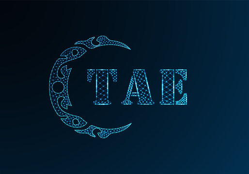 Low poly letter logo TAE design. TAE letter logo low poly vector design on blue color gradient background. TAE logo low poly design