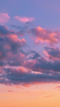 Amazing Blue Orange Golden Sunset Sunrise Sky Background Time Lapse. Natural Bright Dramatic Sky In Sunset Dawn Sunrise Timelapse. Warm Blue Yellow And Orange Colors. Real Sunset Sky. Soft Colors