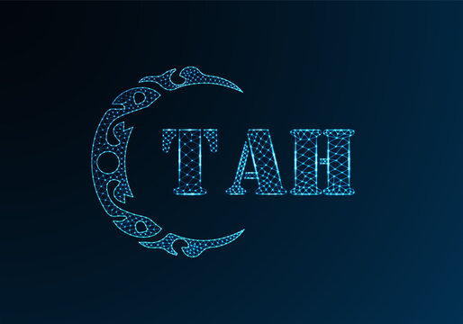 Low poly letter logo TAH design. TAH letter logo low poly vector design on blue color gradient background. TAH logo low poly design