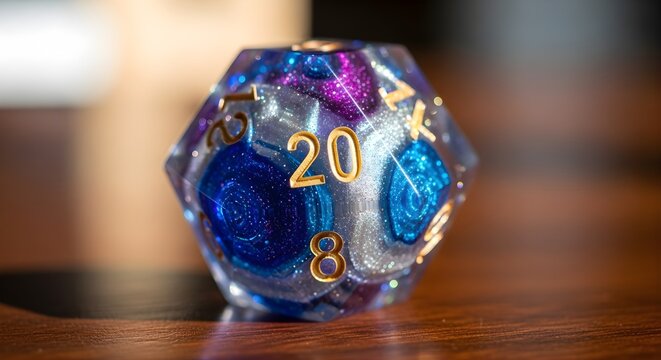 Colorful 20-Sided Dice for Tabletop Gaming and Role-Playing Games