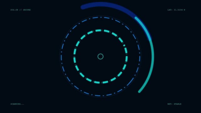 Futuristic HUD digital interface with glowing blue and teal circular elements ideal for sci-fi games virtual reality and advanced data analysis displays