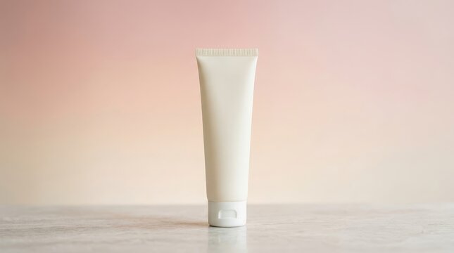 Minimal white cosmetic tube mockup with soft color fade